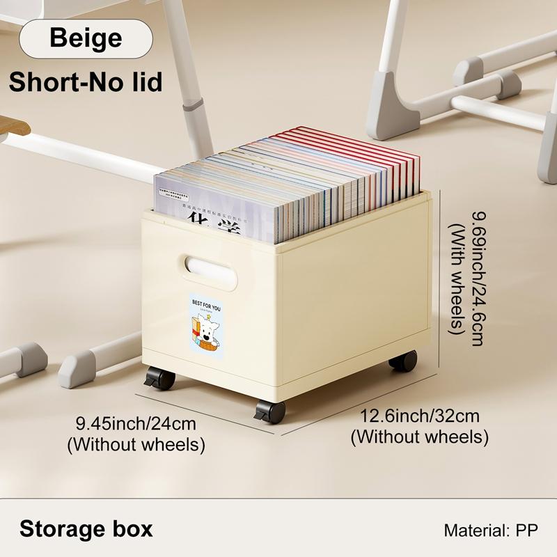 UFORU Stackable Under Desk Storage Box Large Capacity Universal Casters Dual Handles Book Organizer for Student Office Classroom