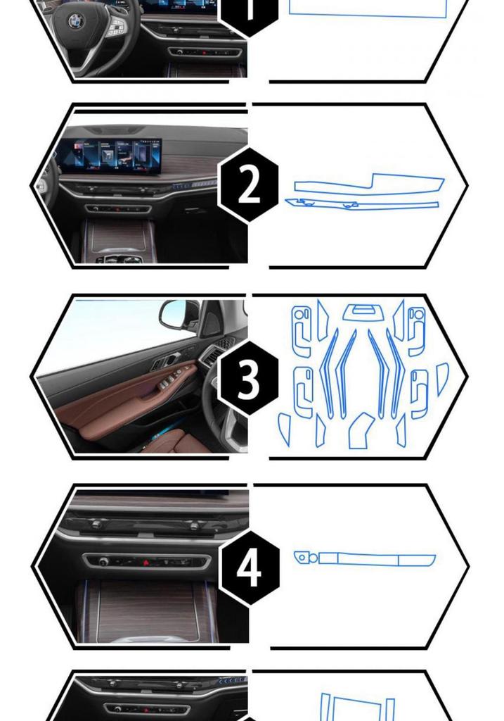 Защитная пленка для экрана и консоли BMW X5/X7 25-модельная, из ТПУ