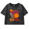 Basketball Usa 86 Letter Prints Washed Women T-Shirt Fashion Cotton Tee Shirts Street Short Sleeve All-Match T Shirt