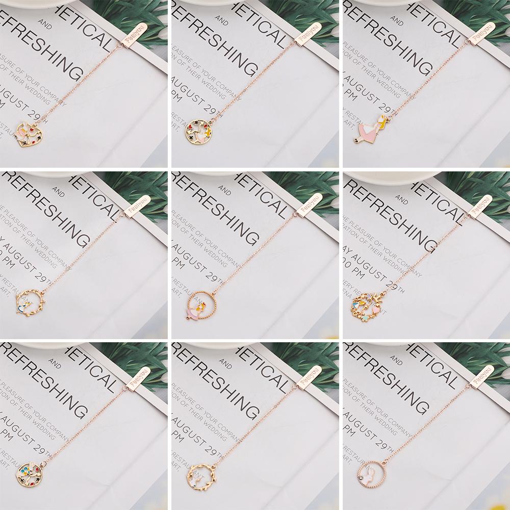 Creative Cartoon Character Stationery Metal Pagination Mark Peach Heart Pendant Bookmarks