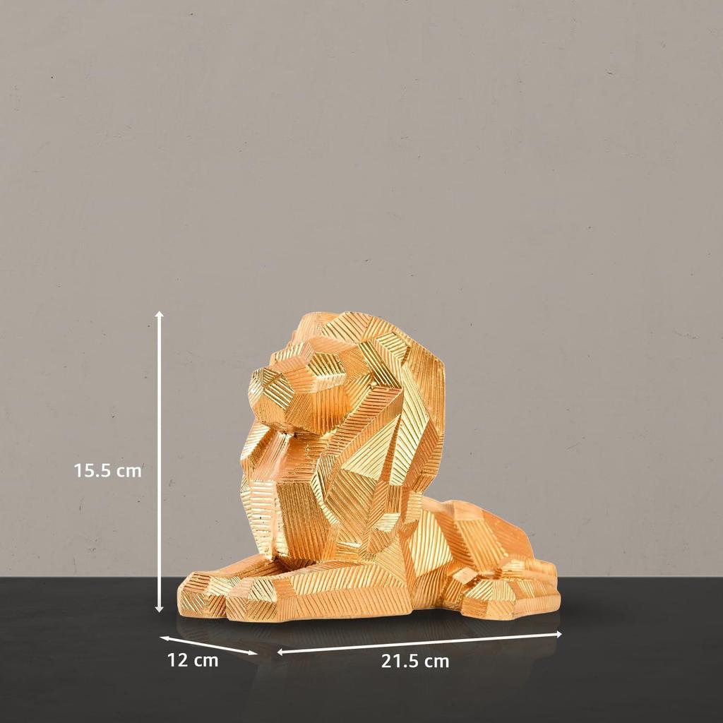 Majestic Geometric Lion Sculpture | A Bold Emblem of Strength & Success | Power-Packed Décor Statement – Pack of 1, Golden