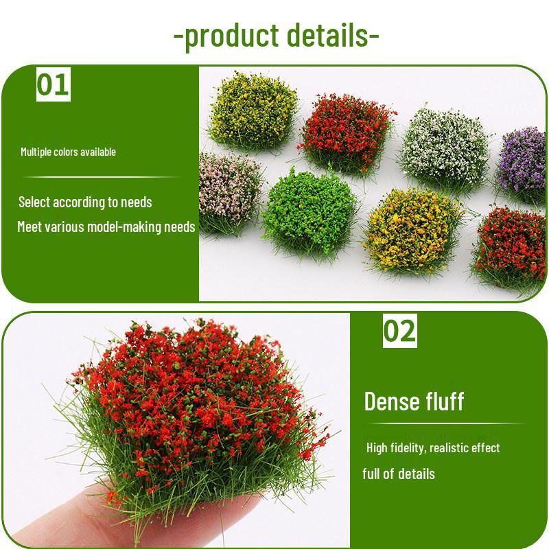 Miniature Grass Tufts for Sand Table Models - Wild Scenery Vegetation & Flower Clusters