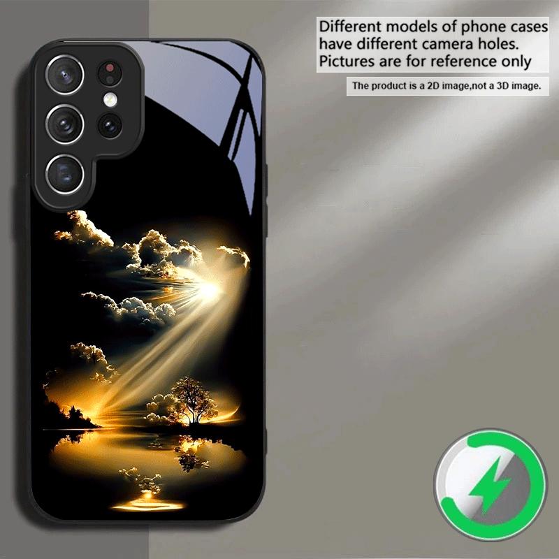 Фантастический ночной пейзаж Для Samsung S26 S20 Ultra S21 Pro S22 Plus S23 FE S24 Ultra S25 Для Magsafe Чехол на телефон со стеклянной задней панелью и бортиками
