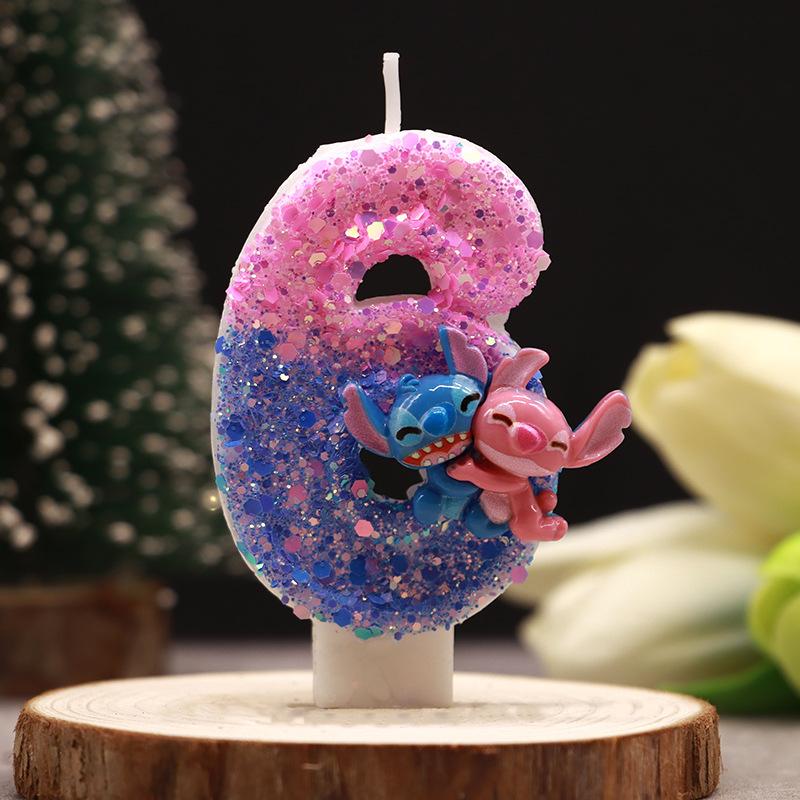 Stitch Fit Cartoon Two-Color Digital Candle Birthday Party Holiday Decoration Cute Cake Candle