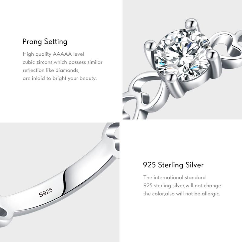 MODIAN Женское кольцо из стерлингового серебра 925 пробы с романтическим сердечком, изысканные ювелирные изделия, сверкающие круглые кольца с фианитами для девочек, свадебный подарок для невесты