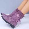 Fashion Women Retro Warm Woolen Boots Winter Fashion Lace Up Platform Causal Cotten Shoes Fluffy Plush Suede Anti-cold Short Snow Boots