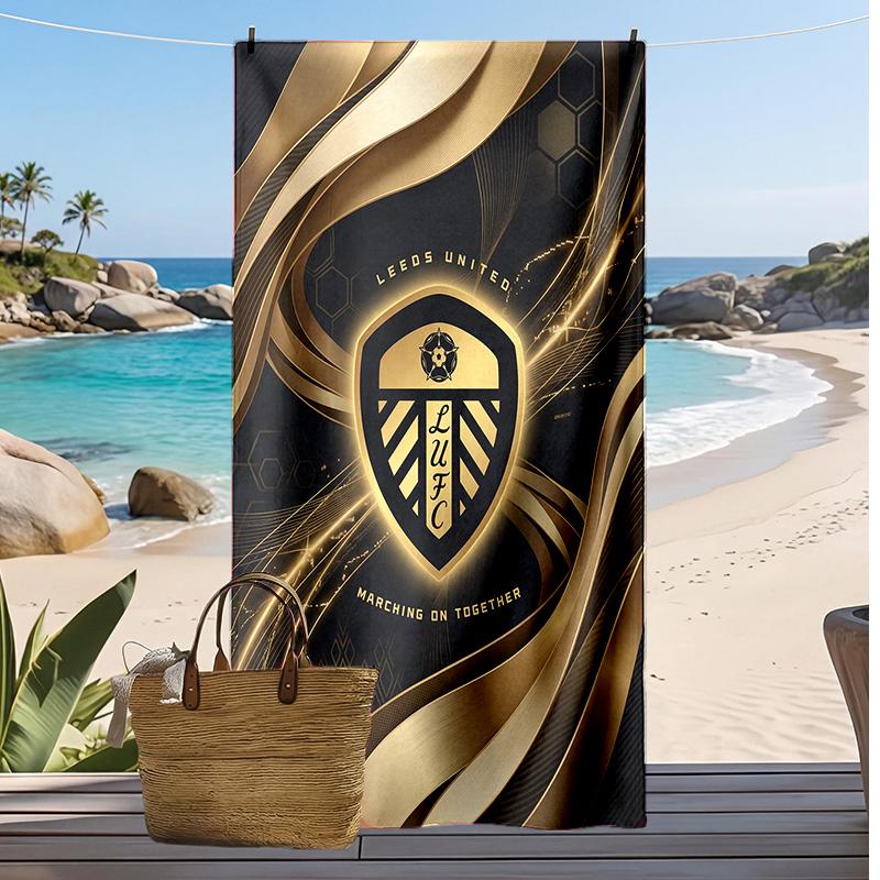 Пляжное полотенце с принтом футбольного клуба Leeds United, большое, мягкое, быстросохнущее, для пляжа, кемпинга, плавания