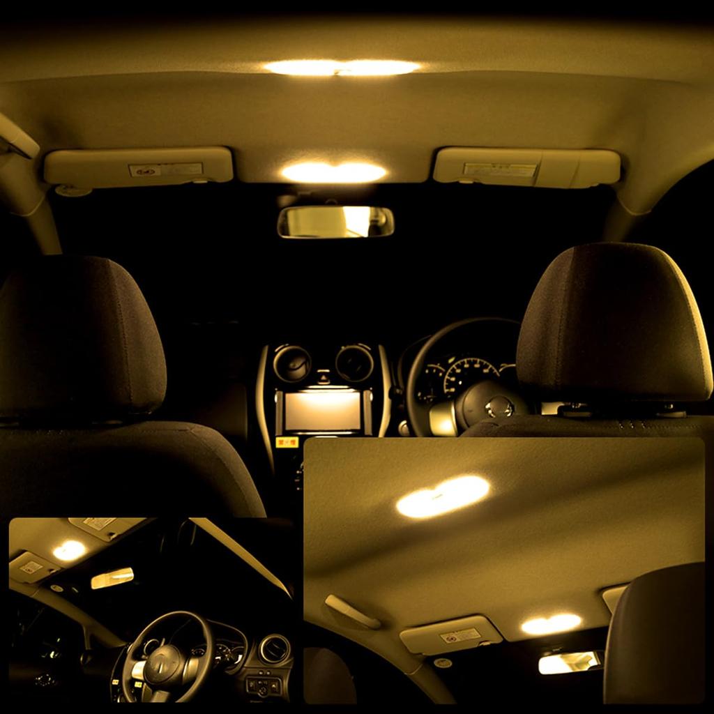 E12 Note LED Room Lamp Kit Warm White 3000K Bulb Color K13 March N17 Lafesta Renault Kangoo etc