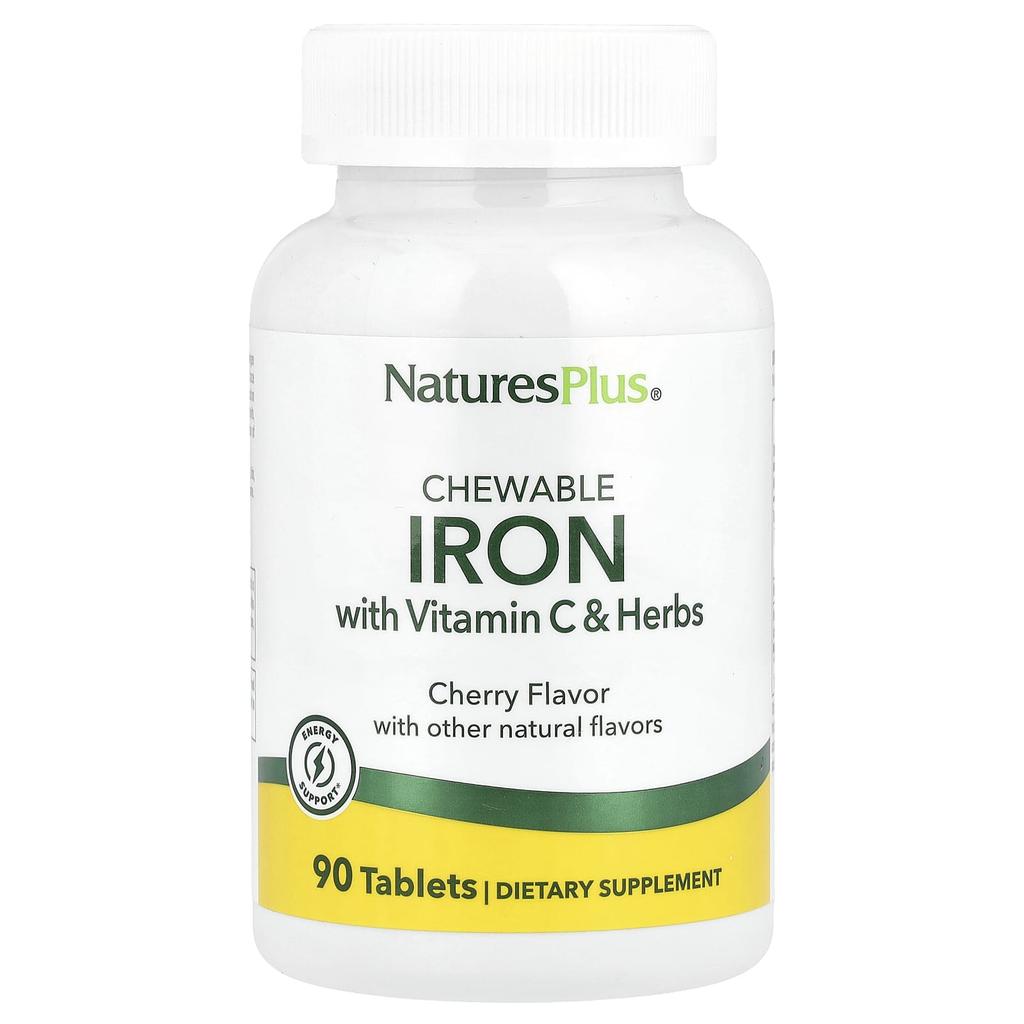 Chewable Iron, Vitamin C & Herbs, Cherry Flavor, 90 Tablets
