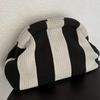 2025 New Stripe Pattern Large Capacity Knitted Handbag Versatile Color Block Flyknit Bag