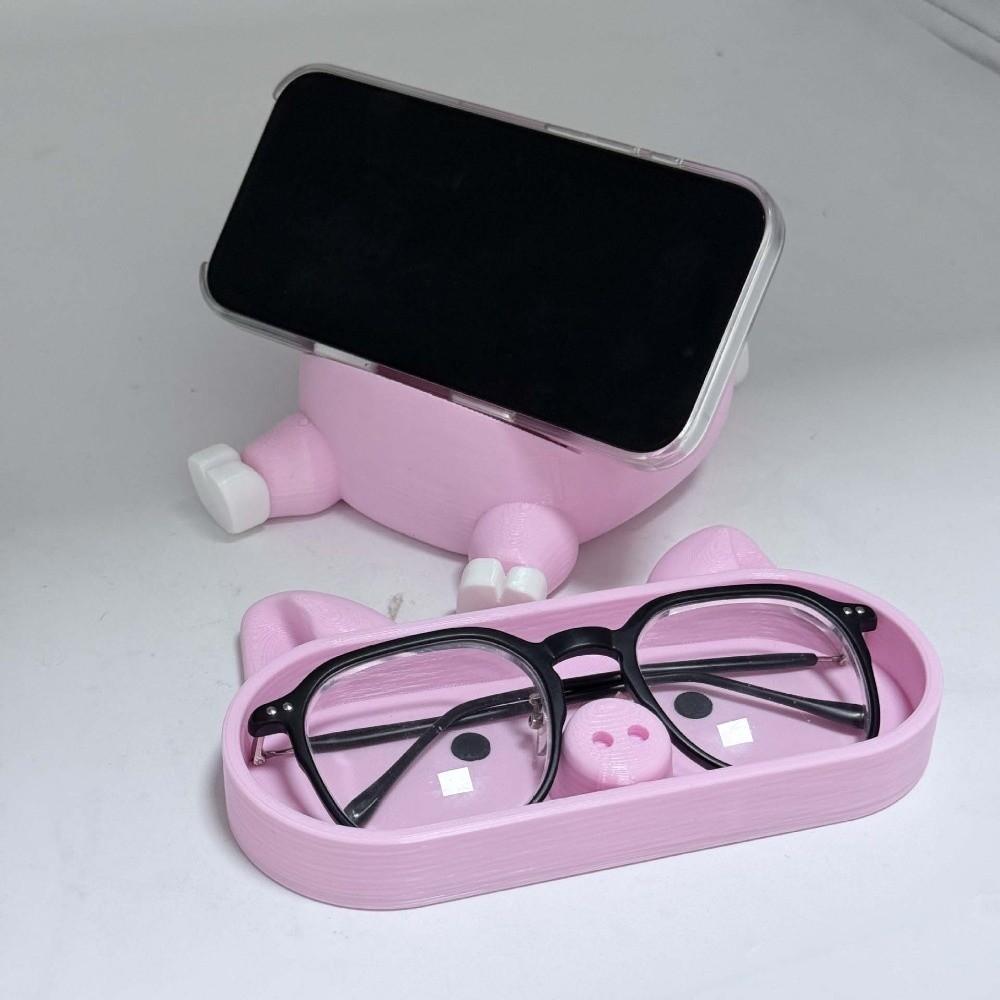 PLA Phone and Eyeglass Holder Portable Pig Stationery Storage Box for Gifts