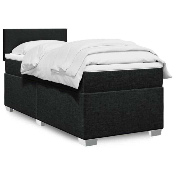 Cadre de lit avec matelas - Maison Exclusive - 90x200 cm - Tissu Noir - Housse amovible