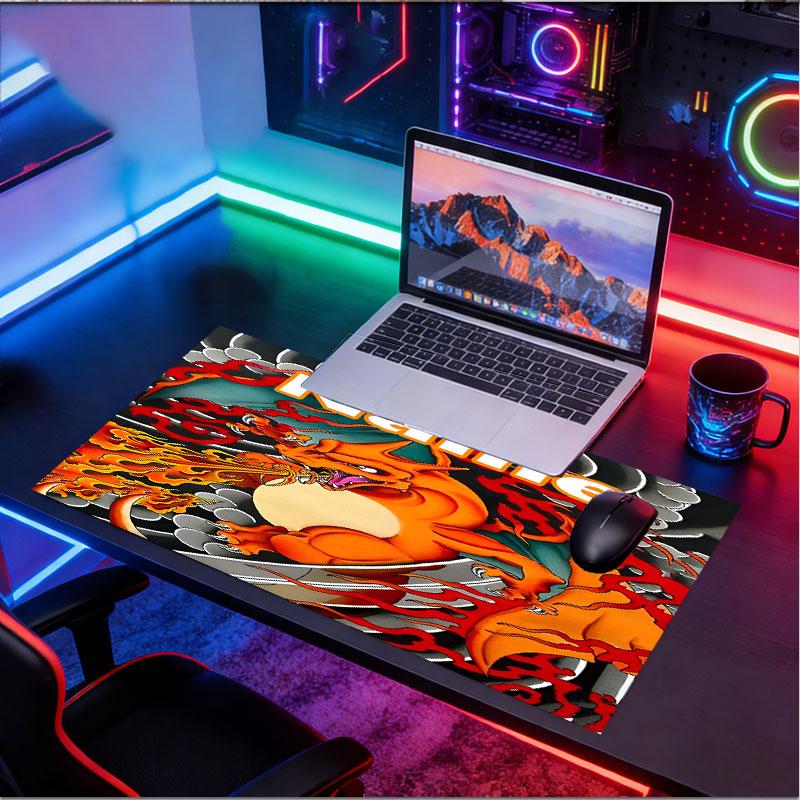 Custom Name Personalized Charizard VS Blastoise Pattern Mousepad, Laptop PC Desk Mat, Decorative Desk Mat for Home Keyboard Pad Gift