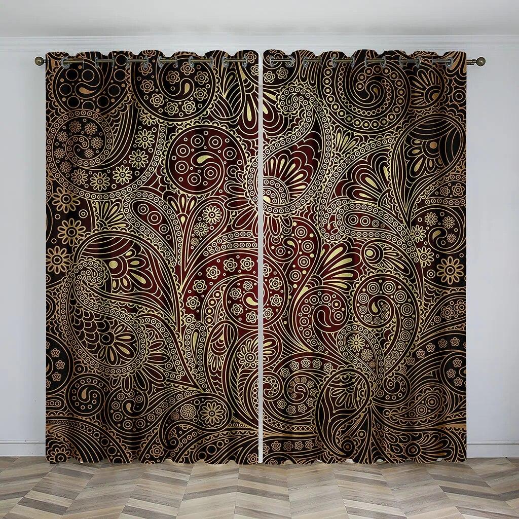 3D принт черный и золотой Мандала занавес 2 шт. Бесплатная доставка тонкие шторы для комнаты Boho люксовый бренд Декор Спальня Гостиная