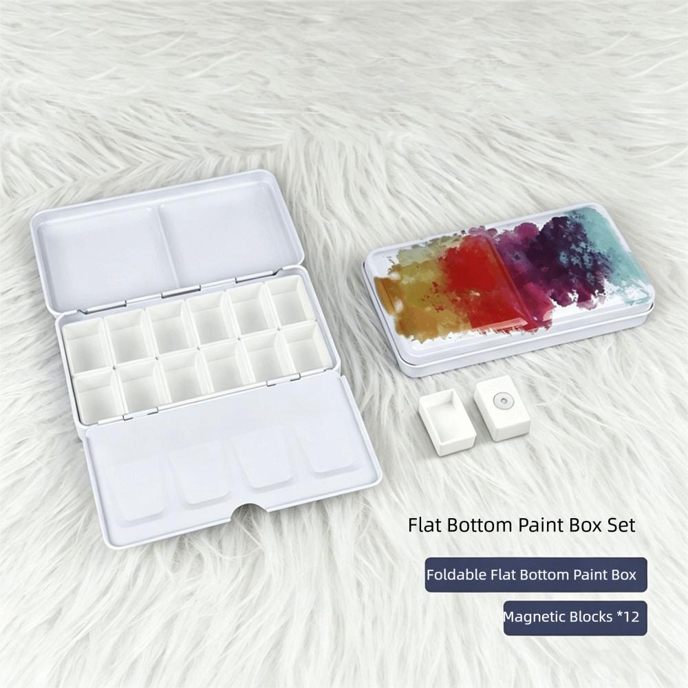 Metal Construction Watercolor Paint Box Small Size Folding Paint Box  For Gouache Painting