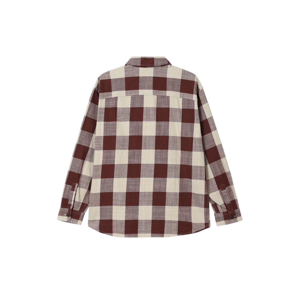 Uniqlo W23 Рубашка в клетку с заостренным воротником, свободная, с длинным рукавом, унисекс, темно-красная 462389-18