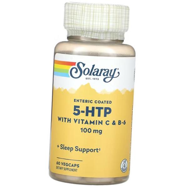 5-гидрокситриптофан с витаминами С и В6, 5-HTP with Vitamin C and B-6, Solaray 60вегкапс (72411013)