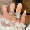 Elegant White Chalcedony Open Ring - Women's High-End Light Luxury Style