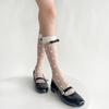 Black White Nylon Long Socks Stockings Women Ultra-thin Transparent Polka Dot Crystal Silk Socks Cute Bow Sweet Girls Knee Socks