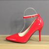 7cm 10cm 12cm Heels Buckle Women Pointed Toe Pumps Patent Leather Shoes Stiletto Heels Office Pump Super Big Size 33-50