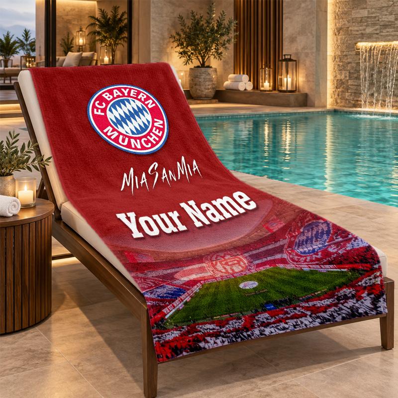 Custom Name Bayern Munich Beach Towel Personalized Text Soft Towel Swimming Travel Bath Gift
