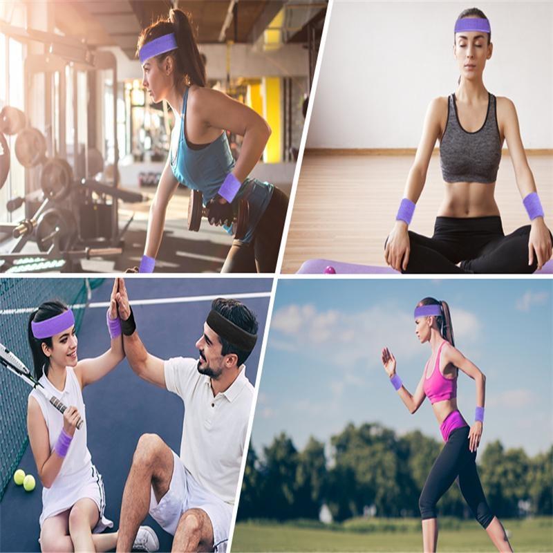 Sports Headband and Wrist Strap 3-piece Set, Sports Football Sweat Absorber, Girl's Headband and Wrist Sweatband