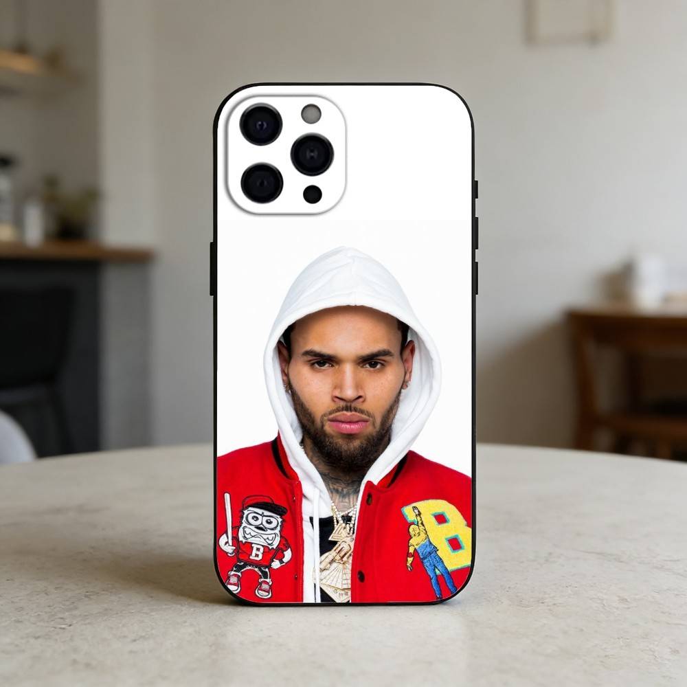 Чехол для телефона C-Chris Brown для iPhone 17,16,15,14,13,12,11 Plus,Pro,Max,Mini Силиконовый черный Мягкий чехол
