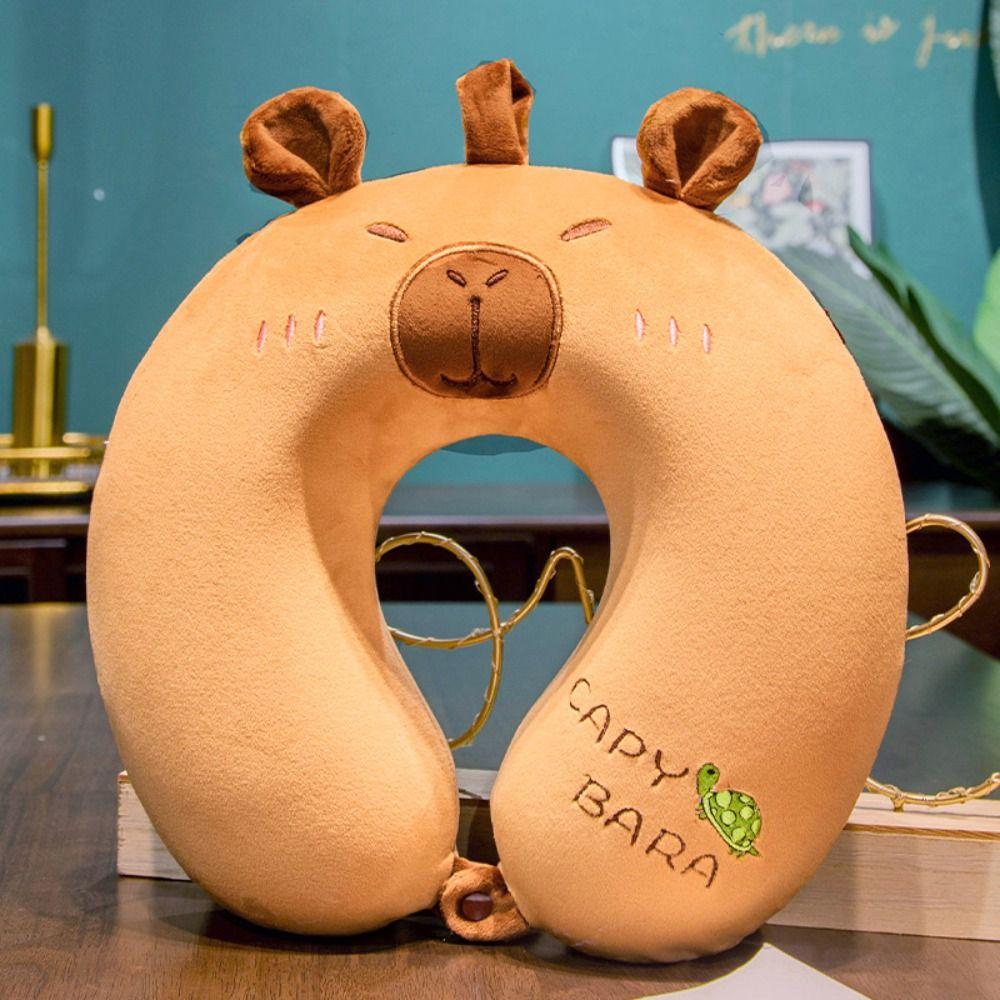 Подушка для путешествий из пены с памятью, мультяшная капибара, мягкая подушка для самолета, подголовник, подушка для шеи