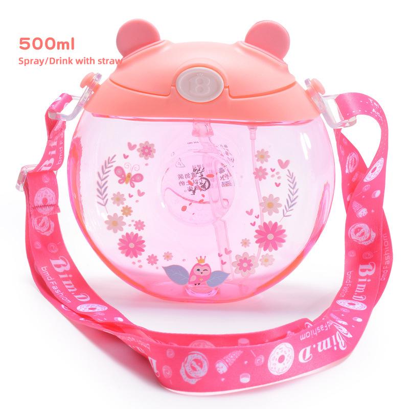 Милая бутылка для воды для девочки, бесплатная доставка, 500 мл, стакан-распылитель с трубочкой, кавайная чашка, портативная детская кружка для питья, оптовая продажа