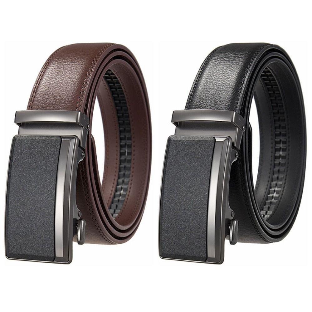 Retro Genuine Leather Belts 110/120/130cm Metal Buckle Belt Business Belt Men Suit