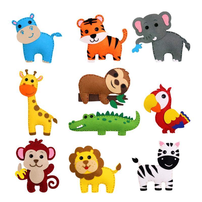 Набор для рукоделия с животными, лесные существа, сделай сам, Вышивание из фетра, плюшевые животные для детей, начинающих, обучающий набор для шитья, детская художественная игрушка