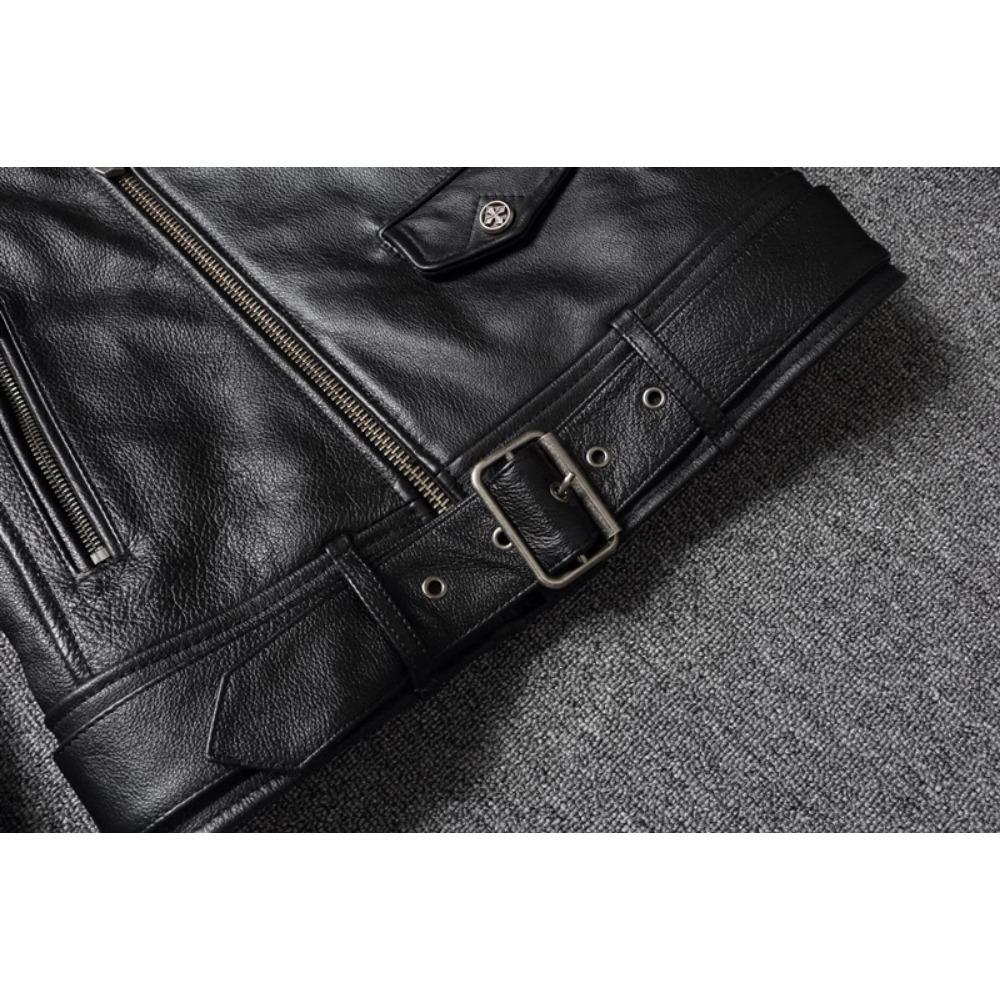 Chinese Size Real Cowhide Coat Genuine Leather Clothes Men's Motorcycle Skull Motorcycle Riding Jacket Autumn