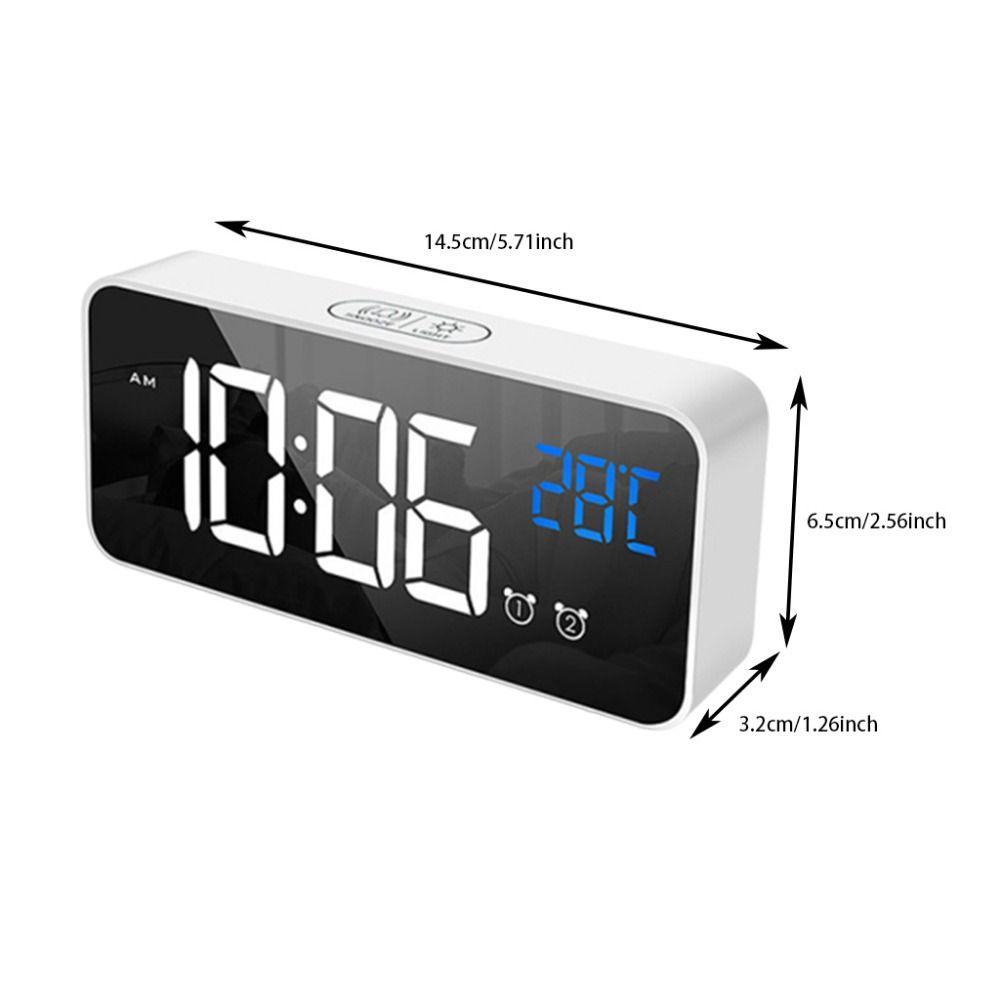Voice Control Music Alarm Clock Mirror Desk Clock Ringtones LED Digital Clock Home Office