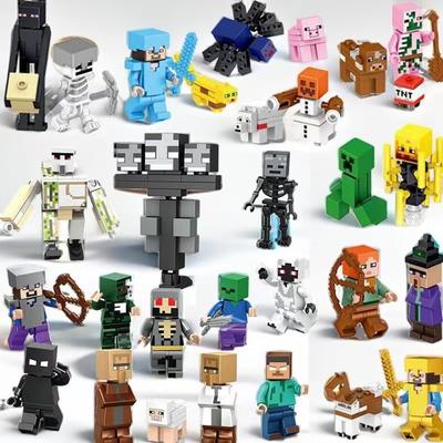 Совместимый с Lego Мелкий строительный блок Миниатюрный человеческий скелет Свинья Курица Монстр из красного камня Большой зомби-ползун Игрушка