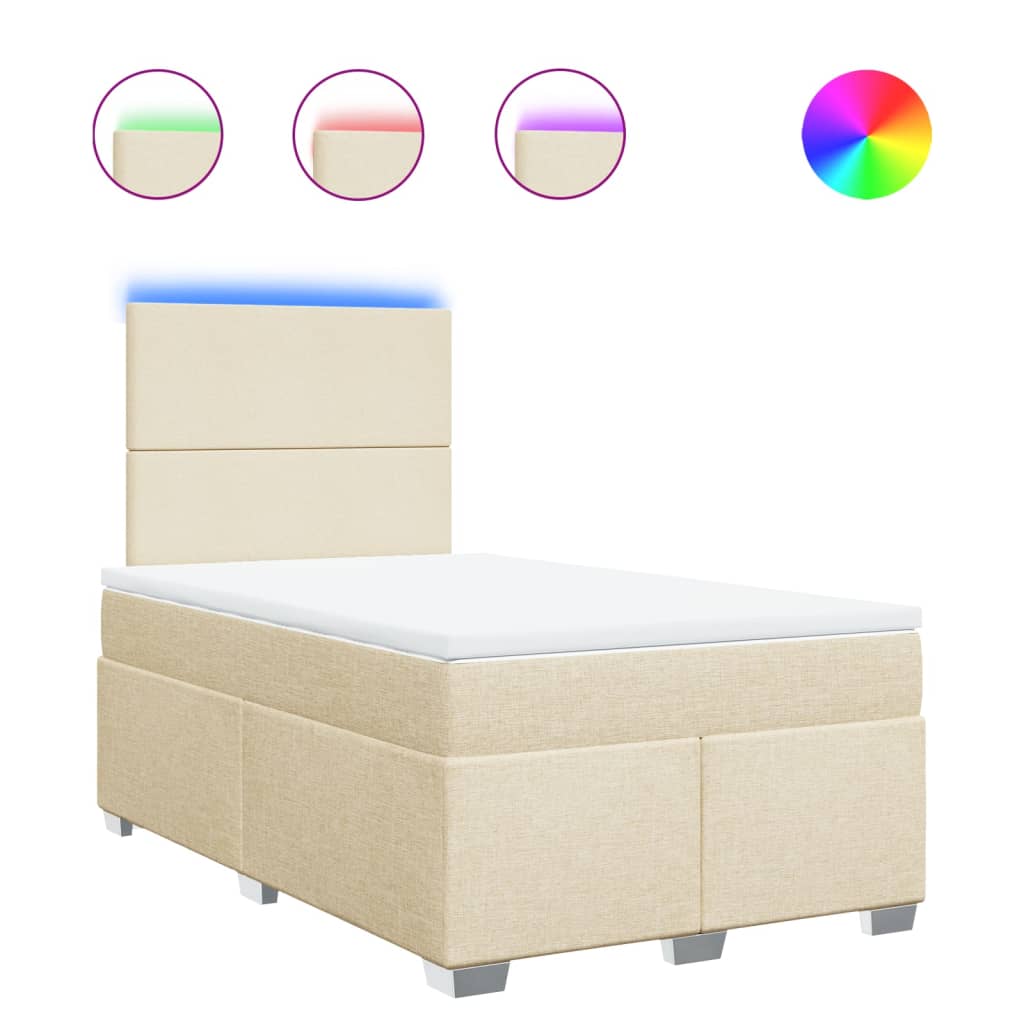 Box Spring Bed with Mattress Cream 120x190 cm Fabric