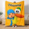 Custom Name Pocoyo Theme Printed Blanket Perfect For Couch Bed Travel Outdoor Use Machine Washable Cozy Durable