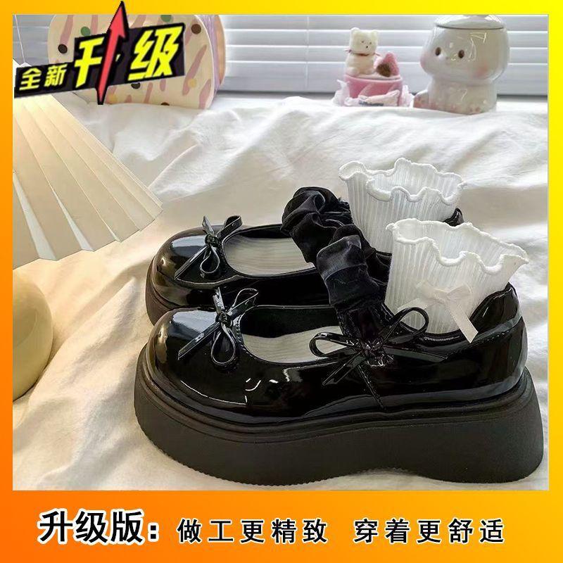 Модные повседневные туфли Мэри Джейн в студенческом стиле с неглубоким вырезом, женские, весна-лето 2025, новая платформа, бант, маленькие кожаные туфли для женщин