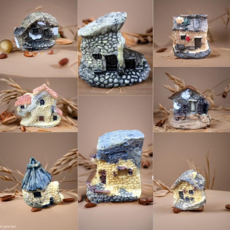Zakka Sea Love: Micro Landscape Villa Resin Ornaments (Set of 8)
