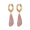 New Fashion Long Waterdrop Long Pendant Hoop Earrings Woman Round Stainless Steel Gold Color Ear Buckel Dangle Female Zircon