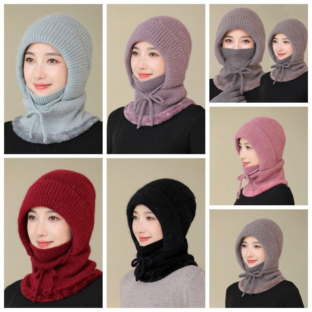 Windproof Knitted Balaclava Hat Ear Protection Pullover Hats Fashion Hooded Cap  All-match
