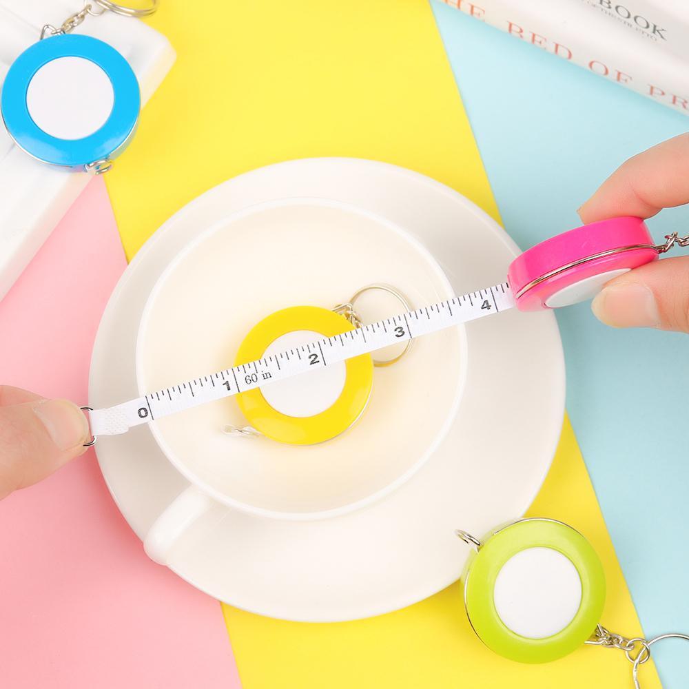 Retractable Measurement Candy Color 150cm/60 Inch Tape Measure Measuring Tool Keychain Soft Ruler