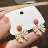1 Pair Cute Elegant Women Earrings Faux Pearl Bow Knot Drop