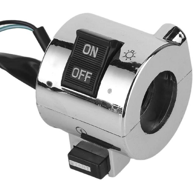 Motorcycle Handlebar Switch, Universal Motorcycle Handlebar Switch Control Button for Headlight Turn Horn, Pair Assembly with 25mm Chrome Plated