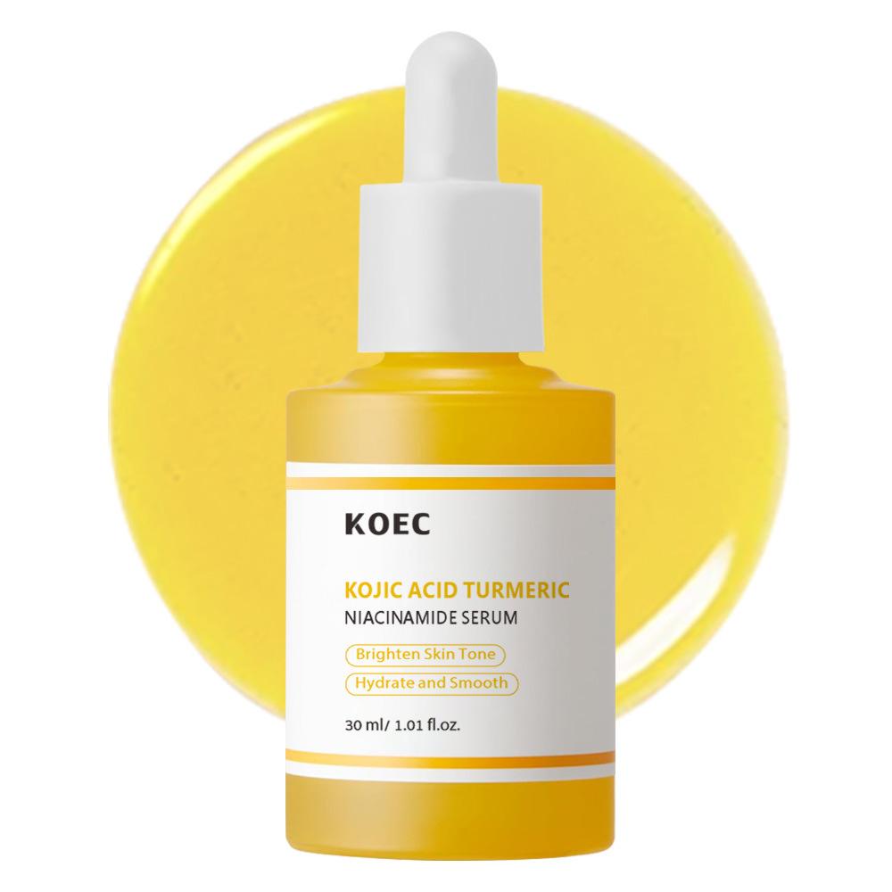 KOEC Kojic Acid Turmeric Serum 30ml Face Moisturizer Brightening Serum with Niacinamide Oil Control