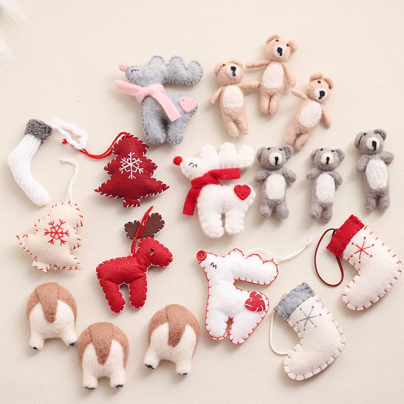 Christmas wool felt decorative pendant handmade DIY accessories Christmas tree elk gift bag gingerbread man pendant accessories