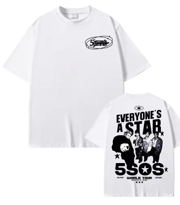 5 Seconds Of Summer Everyones A Star 2026 Мировой Тур Футболка Унисекс Унисекс Летняя Хлопок Y2k Одежда Харадзюку Футболка с коротким рукавом