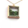 Stones and Minerals. Raw Tsavorite Garnet Necklace. Square Model. Color Rose Gold.