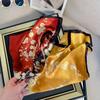 Elegant classical style magpie plum blossom silk silk scarf female red splicing mulberry silk scarf 68cm gift square scarf