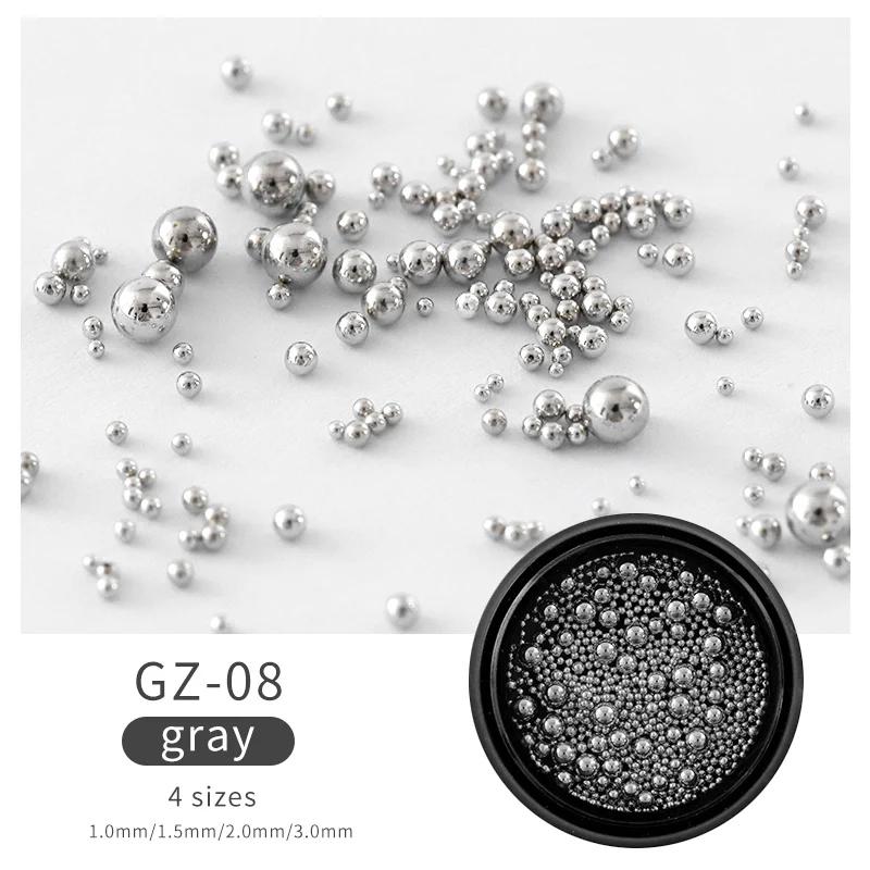 1 Box Mini Small Stainless Steel Caviar Beads Nail Art Decorations Silver Rose Gold Micro Ball Charm Gel Polish Tips