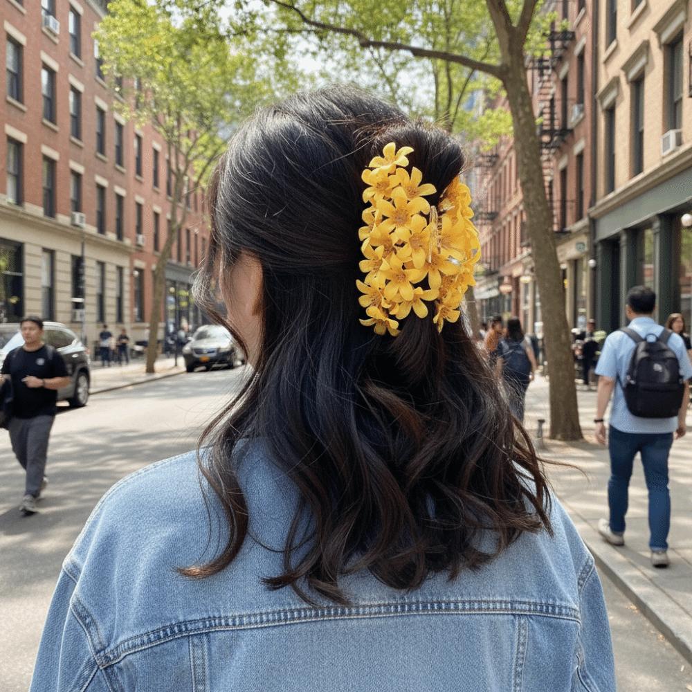 Fashion Sweet Beach Floral Hair Claw Delicate Acrylic Vacation Style Shark Clip Super Fairy Solid color Elegant Hair Clip Women